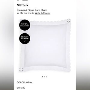 1 Matouk Diamond Pique Scalloped Euro Sham White on White